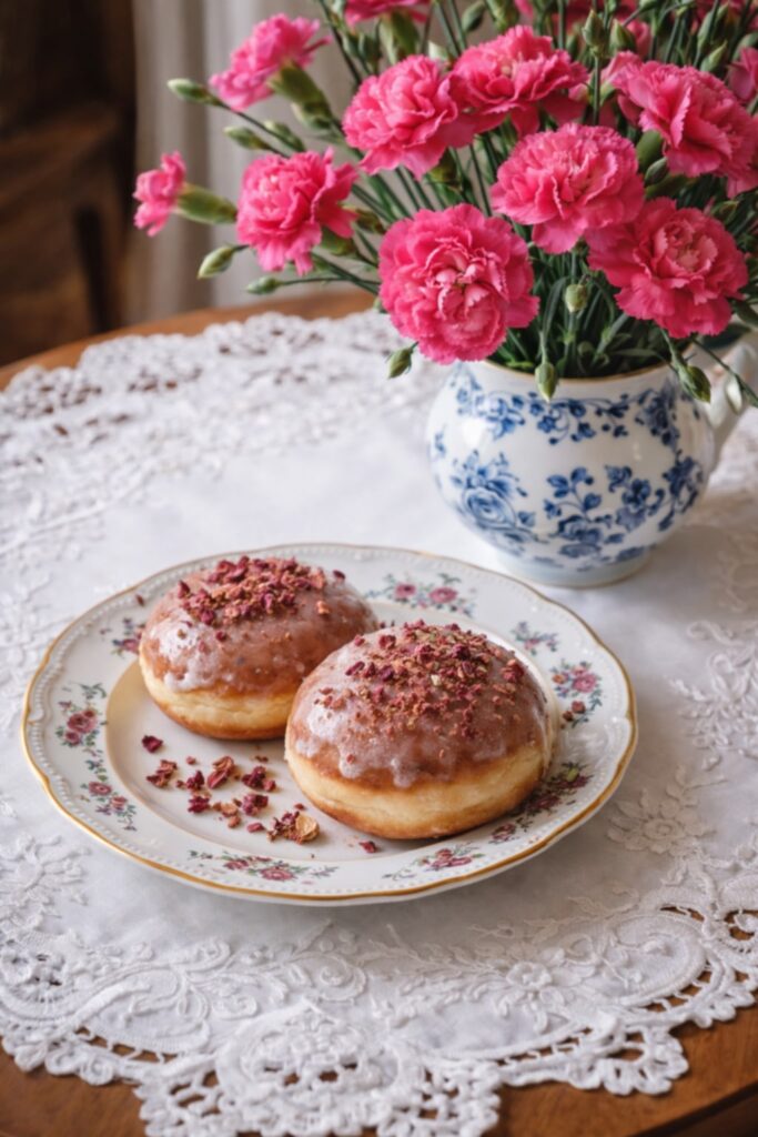 Pączki karnawałowe z różą i nutą Truskawki – przepis
